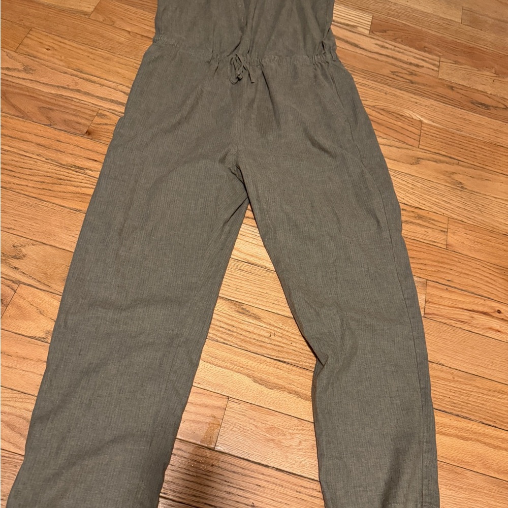 Prana Green Jumpsuit Relaxed Fit Elastic Waist